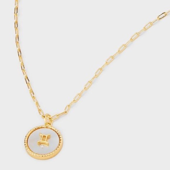 Beloved + Inspired 14K Gold Dipped Mother of Pearl Zodiac Pendant Necklace - NWT - Picture 4 of 7